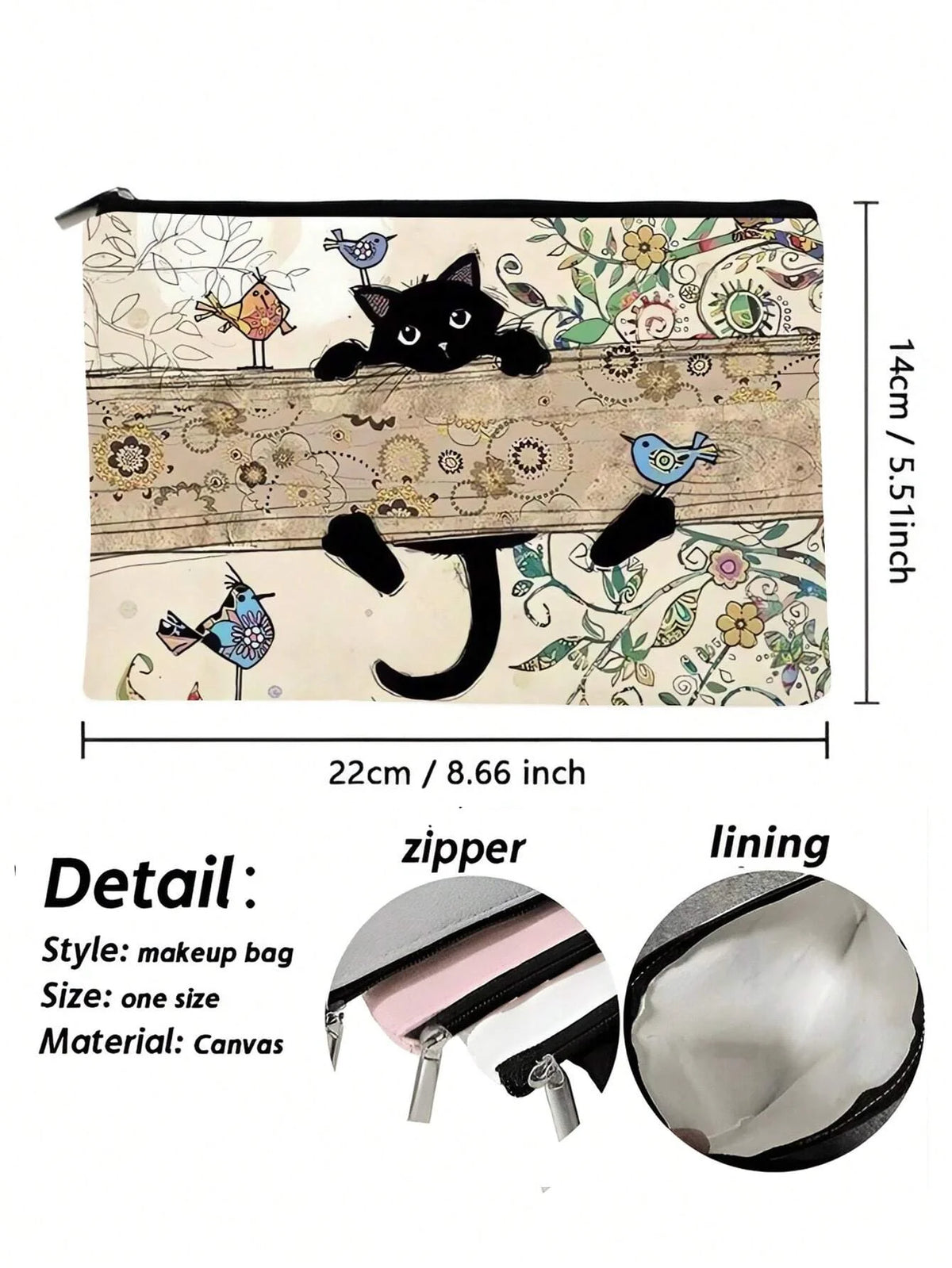 Cute Cat Pattern Cosmetic Bag