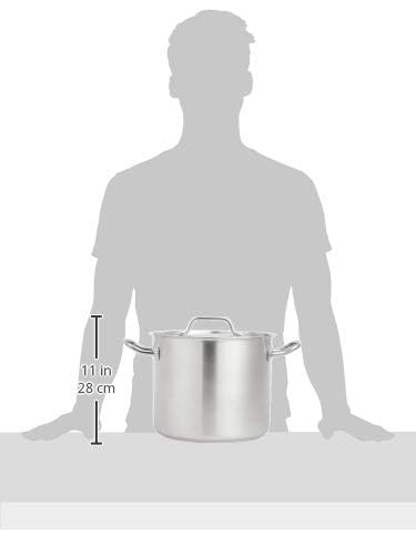 Amazon Basics 12 quarts Stainless Steel Aluminum-Clad Stock Pot with Cover (Previously AmazonCommercial brand)