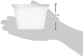 EDI D16050 16 oz Plastic Deli Food Storage Containers with Airtight Lids, Microwave/Freezer/Dishwasher Safe, BPA Free, Heavy-Duty, Leakproof, Recyclable, 50 Sets