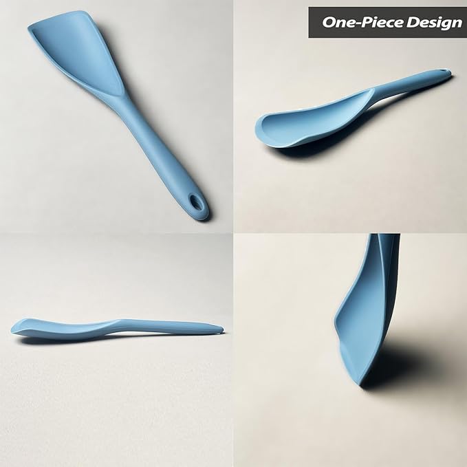 Cooking Spoon for Nonstick Cookwares, VOVOLY Silicone Spoon for Mixing, Scoop, and Scrape,Seamless Design,Starry Blue, 12.6''