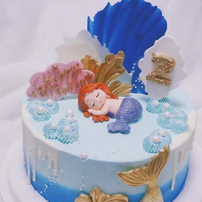 OBTANIM Silicone Mermaid Fondant Mold Cute 3D Sleeping Baby Girl Mould Cake Topper DIY Decoration Baking Tool for Sugarcraft, Chocolate, Candle, Soap Making and Crafting