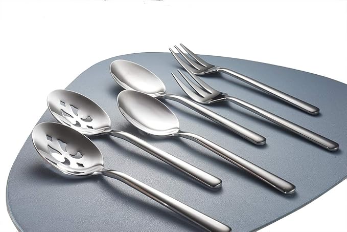 Serving Spoon x 2,Slotted Serving Spoon x 2,Serving Forks x 2,RTT 9 Inch Stainless Steel Catering Serving Utensils for Party Buffet Dinner Banquet Cooking Kitchen Basics,Mirror Finish Flatware
