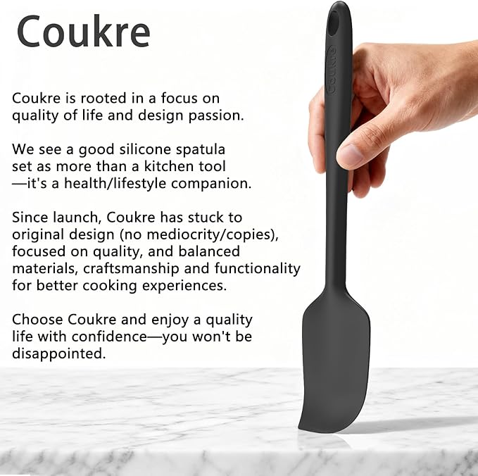 Coukre Silicone Spatula Set of 5,High Temperature Resistant, Food Grade Silicone, Dishwasher Safe, for Baking, Cooking (Pure Colorful A)