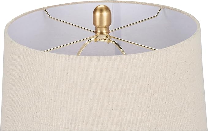 Nourison Home 23" Greyish Brown Earth Tone Rustic Farmhouse Ceramic Table Lamp for Bedroom, Living Room, Dining, Office, with Beige Linen Shade