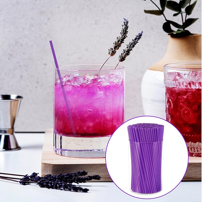 500 Pcs Neon Purple Acrylic Coffee Stirrers Set - Holder, Stir Straws for Milk, Cocktail Drinks - Home, Kitchen, Party Supplies