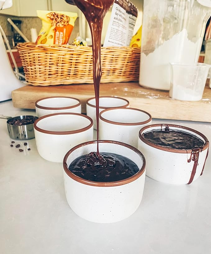 Mora Ceramic Ramekins - 6oz, Set of 6 - Small Oven Safe Baking Dishes/Cups - For Personal Pudding, Creme Brulee, Souffle, Serving Dip, Custard, Ice Cream - Single Mini Bowls - Vanilla White