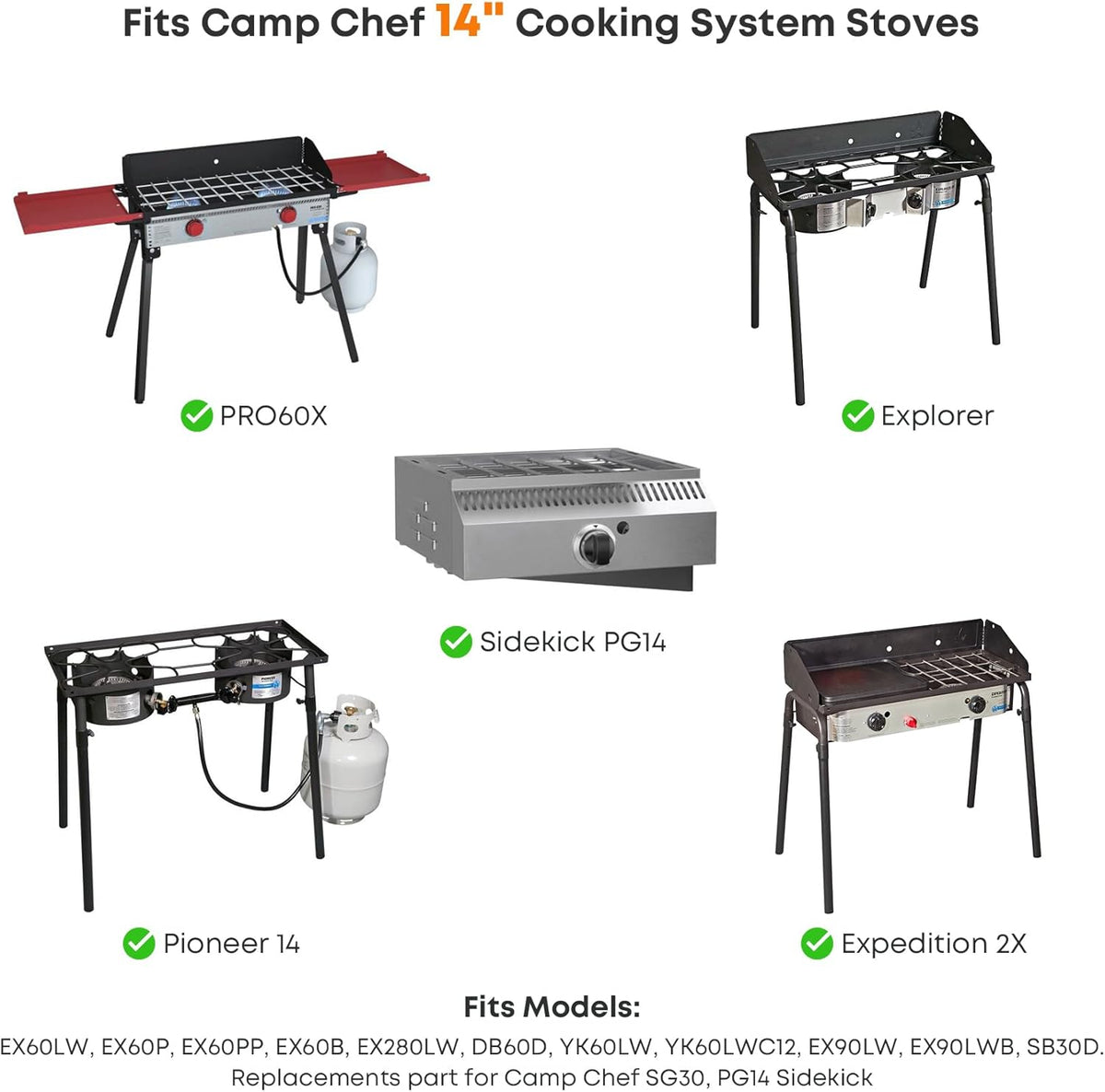 Stanbroil 14" x 16" Fry Griddle, Stainless Steel 1-Burner Griddle Top for Camp Chef Pro 60x, Expedition 2X, Pioneer 14, Yukon, Explorer, Outdoorsman Stove, Replacement for Camp Chef SG30
