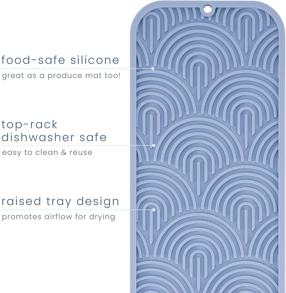 S&T INC. Dish Drying Mat 16" x 18" and Food-Safe Silicone Bar Mat 15" x 4.5", Absorbent Microfiber Kitchen Counter Mat, Dish Drying Pad for Dishes, Utensils, Pots, Pans, Diamond Texture, Cream + Blue