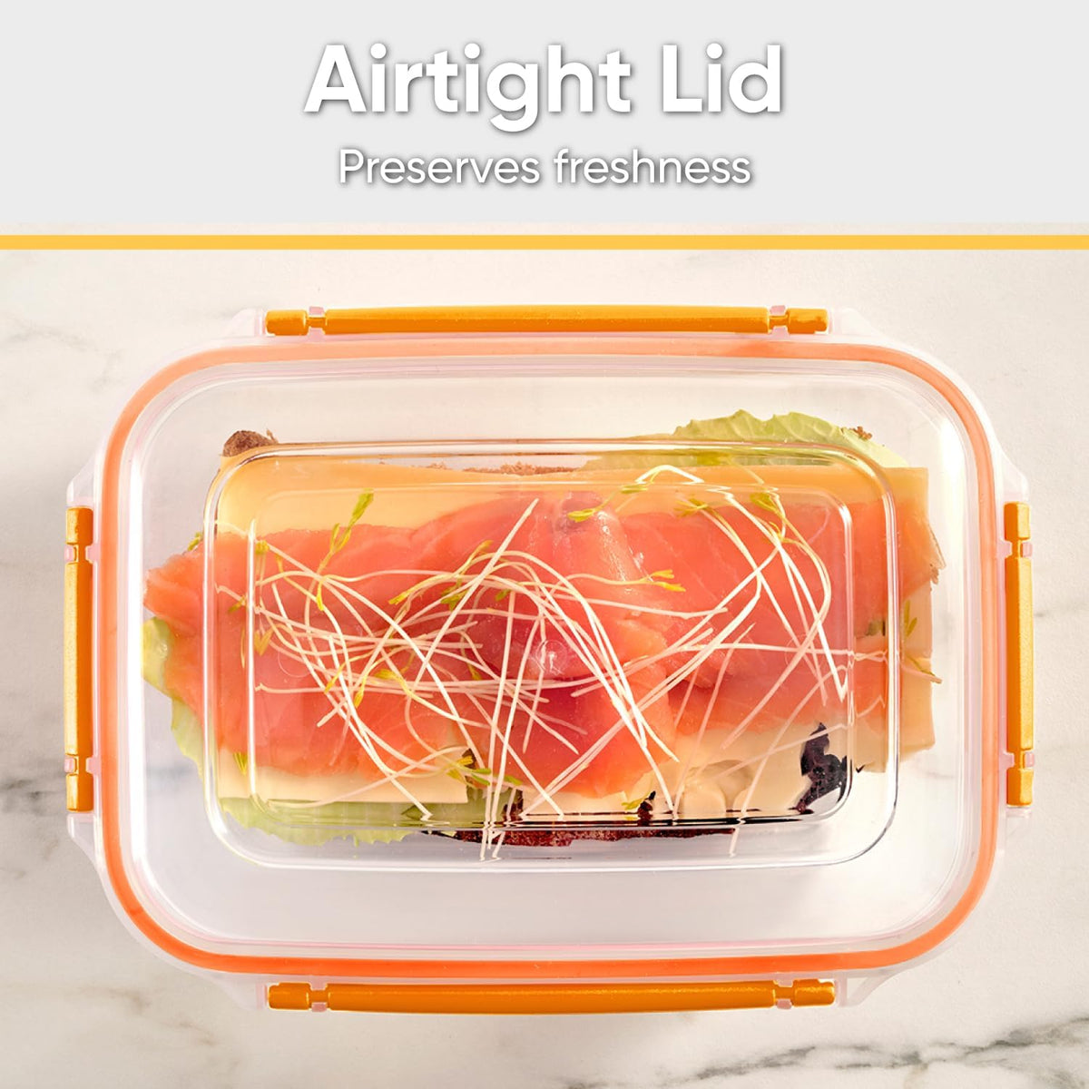 Superio Plastic Food Storage Containers with Airtight Lids, 4 Pack- 80 Oz, BPA Free, Leakproof, Stackable, Microwave, Dishwasher, Freezer Safe, Orange
