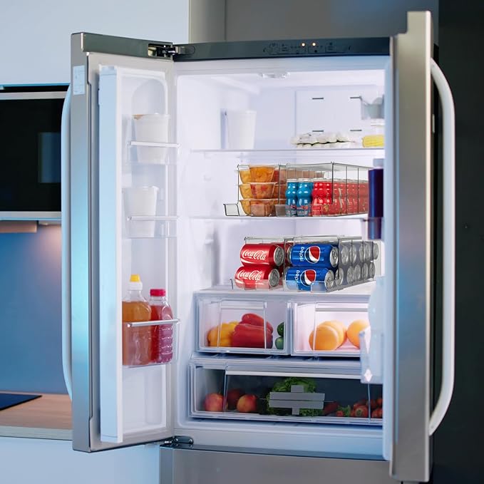 ClearSpace Soda Can Organizer & Soda Can Dispenser for Refrigerator - Fridge Organizer & Stackable Drink Organizer for Fridge or Refrigerator - Holds 12 Cans Each, BPA Free - 2 Pack