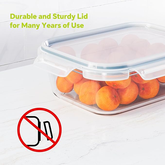 5-Pack 35 oz Borosilicate Glass Food Storage Containers with Lids, Stackable Airtight Glass Meal Prep Containers for Lunch & Leftover, BPA-Free & Leak Proof, for Microwave, Oven, Dishwasher