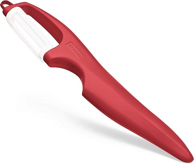 Kyocera Advanced Ceramic Vertical Double Edge Blade Peeler, Red