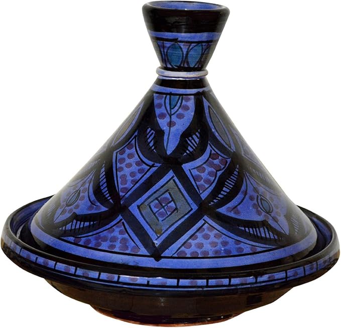 Moroccan Handmade Serving Tagine Exquisite Ceramic With Vivid colors Traditional 10 inches Across