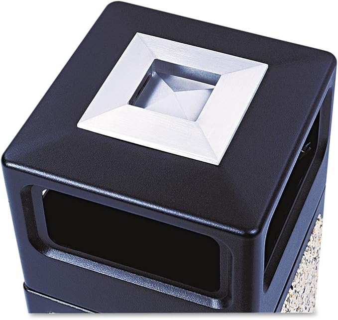 Safco Canmeleon Trash Can, 15 Gallons, Indoor and Outdoor Use, Durable & Weather-Resistant Commercial Garbage Can with Ashtray and Stone Panels, Black