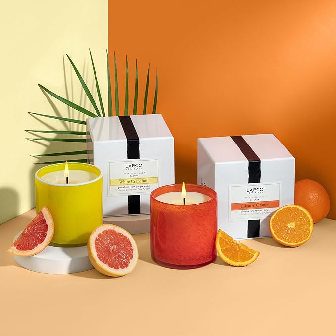 LAFCO New York Signature Candle, Cilantro Orange - 15.5 oz - 90-Hour Burn Time - Reusable, Hand Blown Glass Vessel - Made in The USA