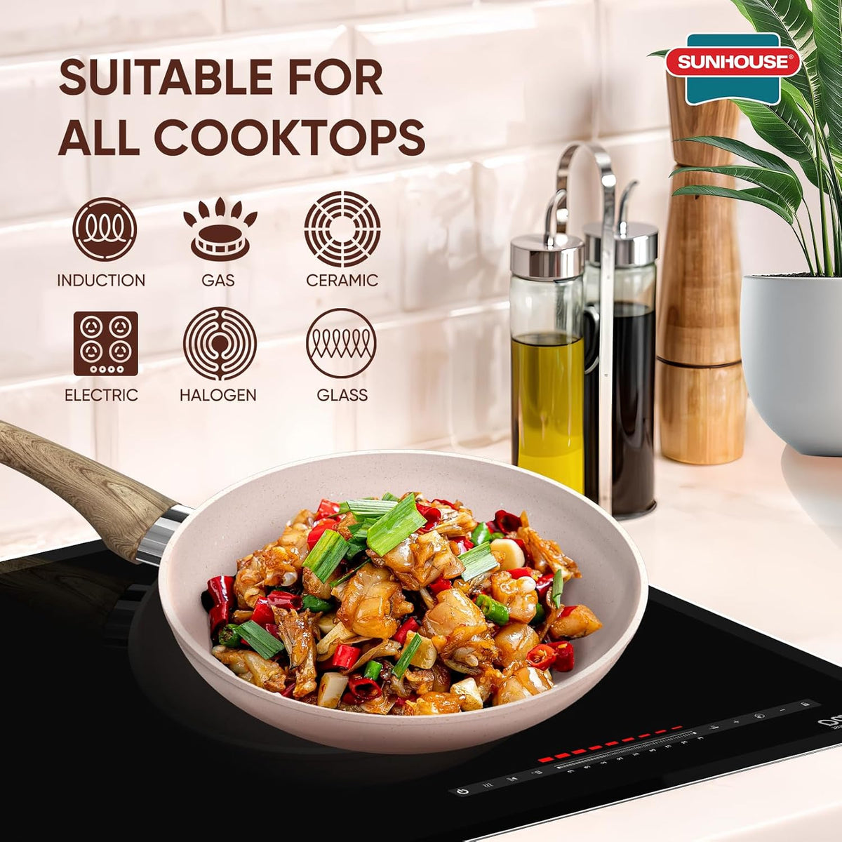 Sunhouse – Durable 9.5 Inch / 24 cm Nonstick Skillet, 4-Layer Non-Stick Frying Pan, PFOA-Free, Stay-Cool Handle, Induction Compatible with All Cooktops