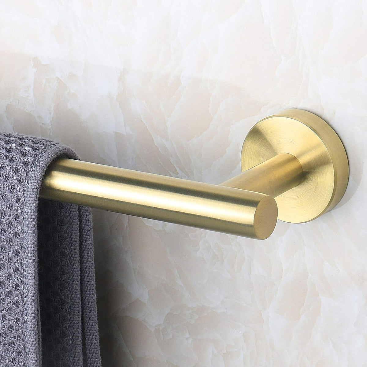 NearMoon Bath Towel Bar, Bath Accessories Thicken Stainless Steel Shower Towel Rack for Bathroom, Towel Holder Wall Mounted (1 Pack, Brushed Gold, 9 Inch)