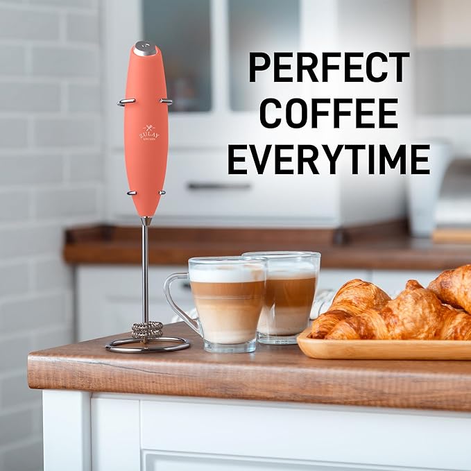 Zulay Kitchen Double Whisk Milk Frother – Handheld Foam Maker for Coffee, Lattes, Matcha, Hot Chocolate & Cappuccinos – Whip Creamy Froth in Seconds, Portable & Easy to Use