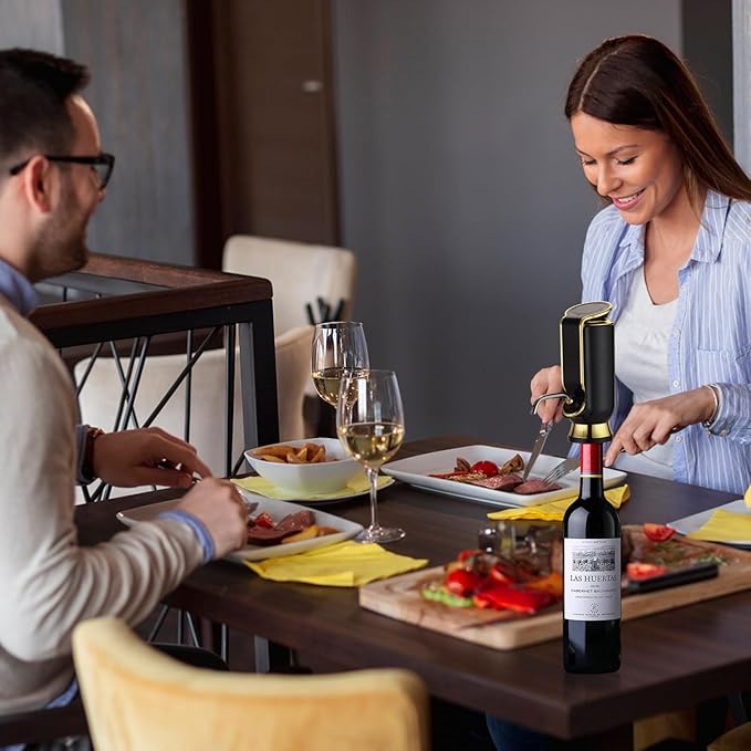 Luxurious 4-in-1 Electric Wine Aerator, Decanter, Dispenser & Vacuum Saver with LED Display - Wine Pourer Gift for Women and Wine Lovers
