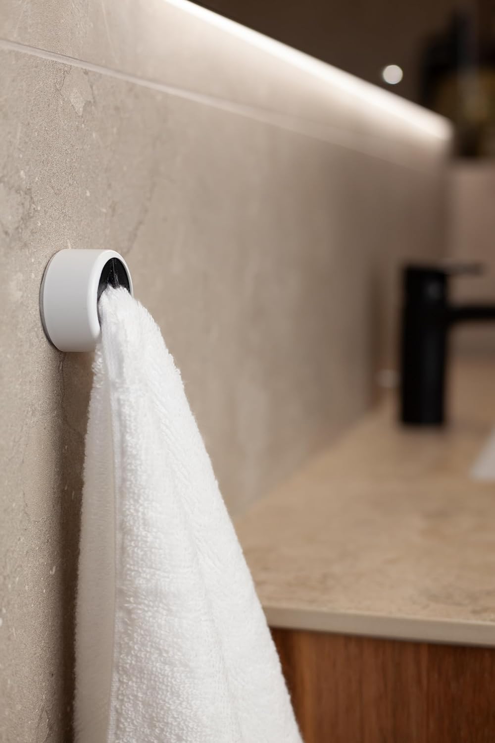 Original Kitchen Towel Holder with Adhesive, Push & Hang Dish towels, Hand towels, Accessory for Bathroom, RV, Shower (White)