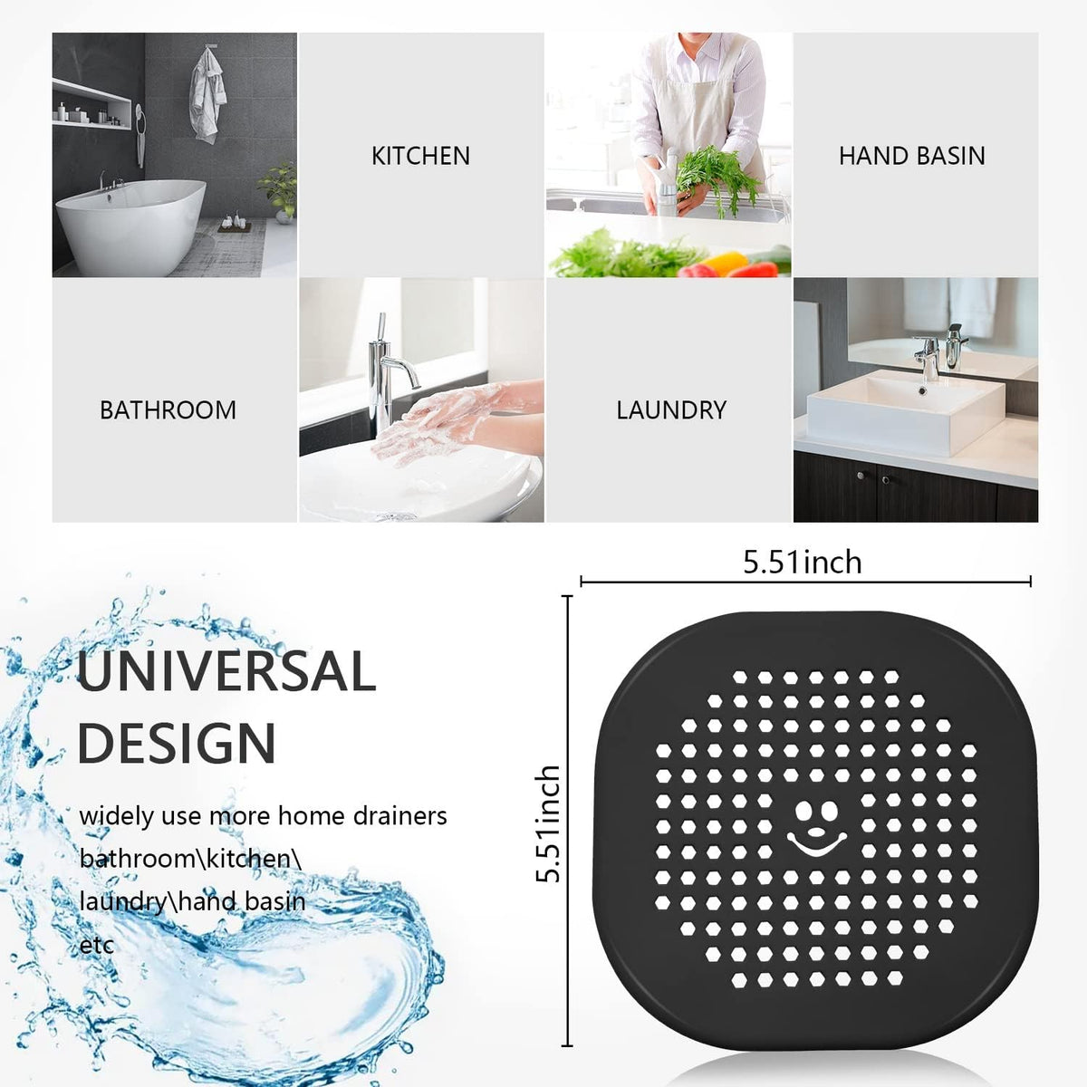 2 Pack Drain Hair Catcher Silicone Shower Drain Protector Sink Drain Strainer Hair Stopper for Shower Kitchen Bathroom Tub Brown 5.5 x 5.5 x 0.04 inches