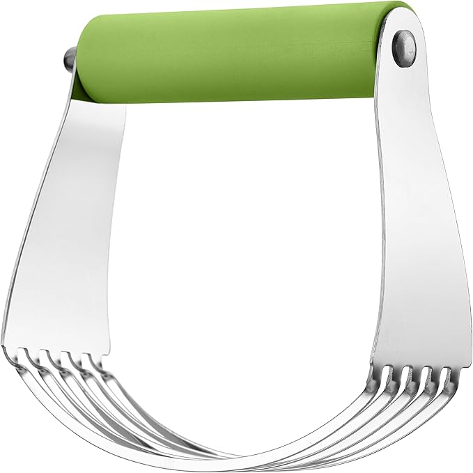 Spring Chef Large Green Dough Blender For Baking, Professional Dough Cutter Tool, Stainless Steel Puff Pastry Cutter Tool with Sharp Blades, Dishwasher Safe Pastry Blender for Easy Mixing