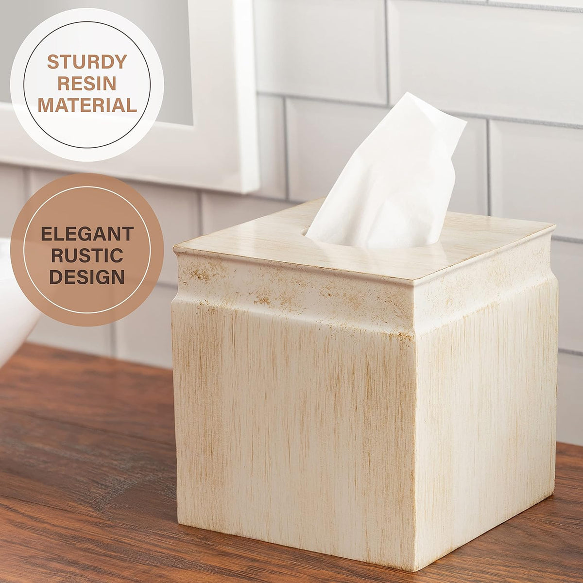 Creative Scents Rustic Luxe Bathroom Accessory Set - 6 Piece Modern Bathroom Sets Accessories Features: Toilet Brush and Holder, Tissue Cover, Soap Dispenser, Toothbrush Holder, Soap Dish & Tumbler