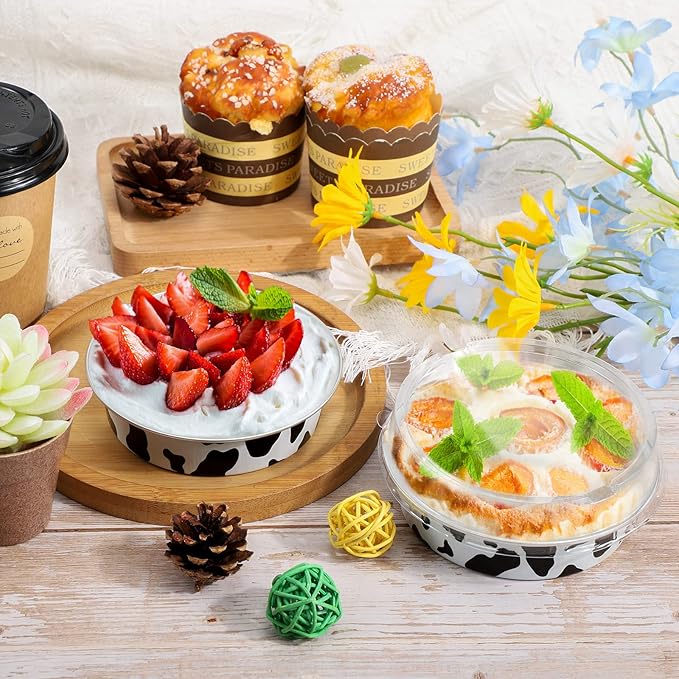 Beasea 4 Inch Mini Pie Tins with Lids, 100 Pack 8 Oz Disposable Tart Pie Pans Black White Aluminum Foil Tart Tins Round Muffin Container Mini Cheesecake Pan for Pie Tart Quiche