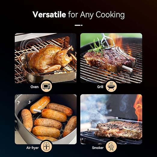 INKBIRD Wireless Meat Thermometer INT-11S-B, Bluetooth 5.4 Thermometer with Ultra-High Detection Accuracy of ±0.5°F, 5 Sensors in 1 Probe Smart Meat Thermometer for Grills, Ovens, Smokers, Air Fryers