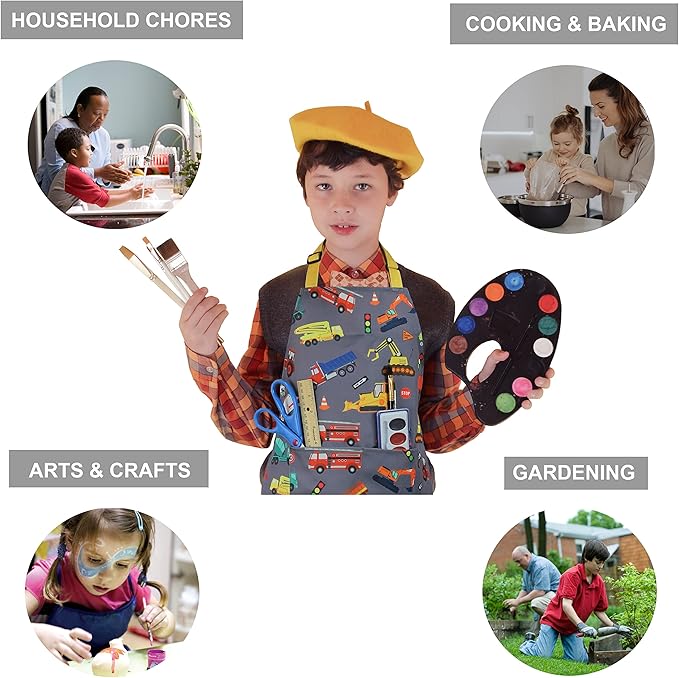 Kids Apron - cooking, gardening, artist, painting, cleaning, baking, pottery, chef, kitchen - gift boys, girls