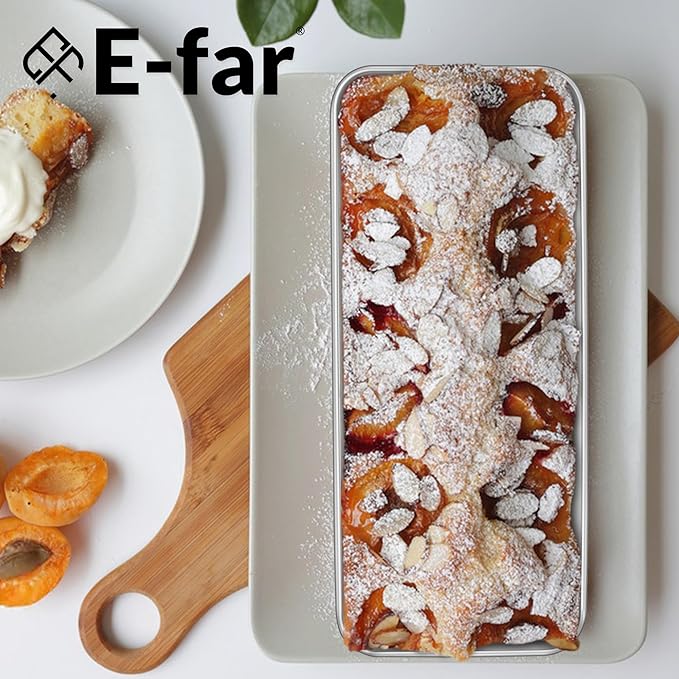E-far Loaf Pan for Homemade Bread-4 Pack, 12” x 5” Large Stainless Steel Loaf Pans, Long Metal Bread Baking Mold for Banana Cake Meatloaf Sourdough Lasagna, Nontoxic & Dishwasher Safe
