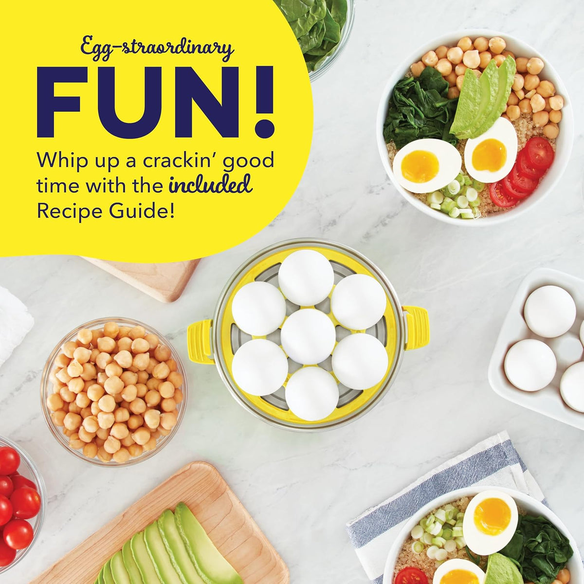 PEEPS x Dash Chick Rapid Egg Cooker: 7 Egg Capacity Electric Egg Cooker for Hard Boiled Eggs, Poached Eggs, Scrambled Eggs, or Omelets with Auto Shut off Feature - Yellow