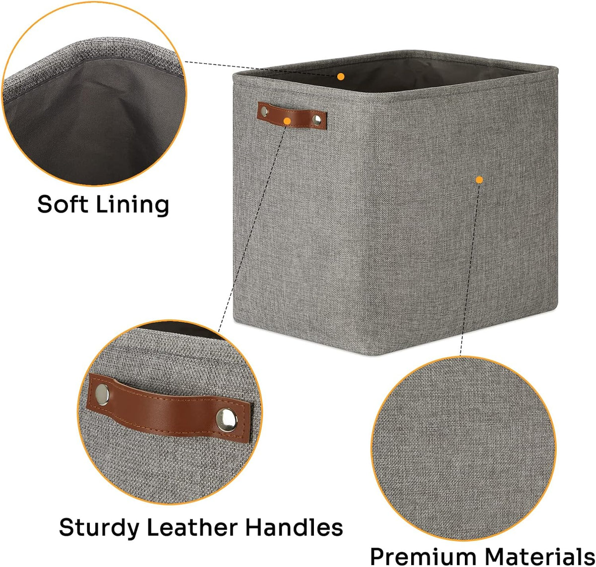 DULLEMELO Grey Storage Baskets 2 Pack Extra Large Fabric Shelf Baskets for Organizing, Closet, Clothes, Toys, Bedroom