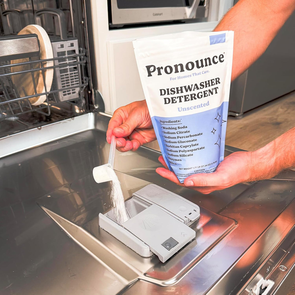 Pronounce Dishwasher Detergent - Cleaner Ingredients, Fragrance Free - Ultra Concentrated Dish Soap, Cuts Grease and Grime, Dishwasher Pods Alternative (Residue-Free). (80 Loads, Unscented)