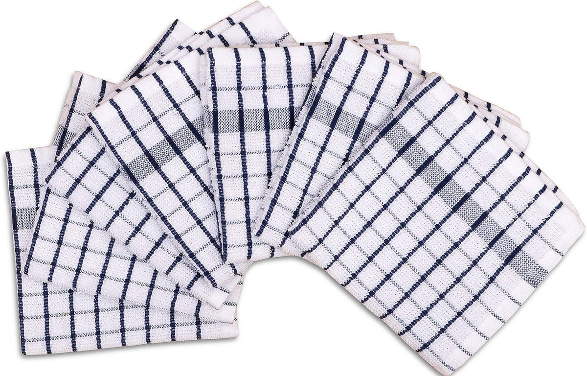 AMOUR INFINI Kitchen Dish Cloths Set of 8 - Ultra Soft, Highly Absorbent, Quick-Drying Terry Cotton Dishcloths 12"x12" Inch Wash & Cleaning Cloths for Kitchen & Dishwashing (Blue)