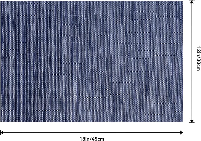Leetaltree Blue Placemats Set of 6 - Heat Resistant Non-Slip Place mats for Dining Table, Washable Durable PVC Vinyl Woven Table Mats(Blue, 6)