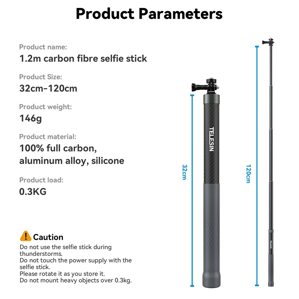 TELESIN Carbon Fiber Selfie Stick