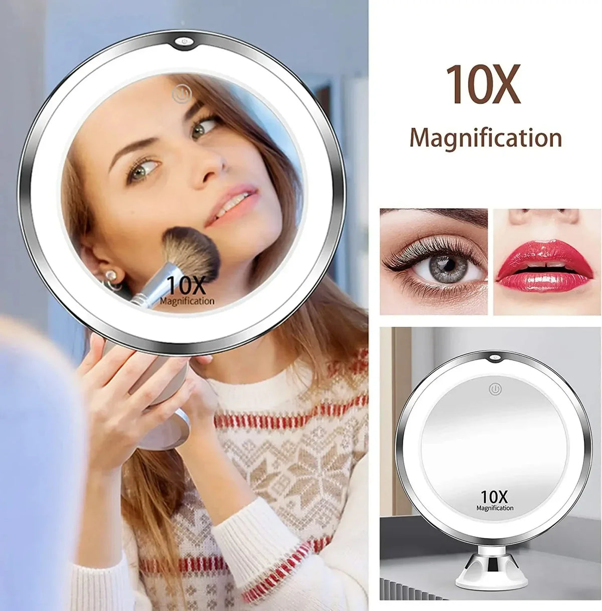 10X LED Touch Vanity Mirror