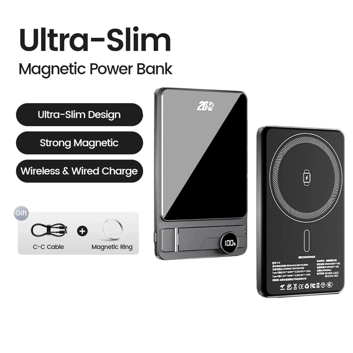 10000mAh Ultra Slim MagSafe Power Bank