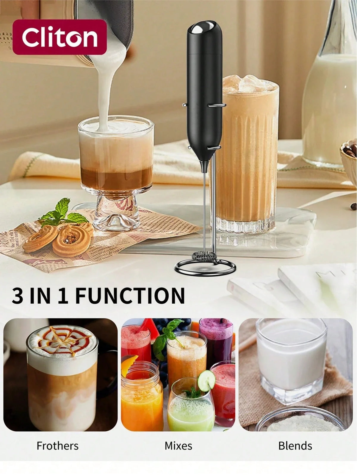 CLITON Battery Milk Frother