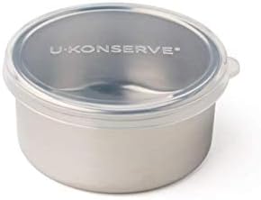 U Konserve Stainless Steel Round Food Storage Bento Box Container, Leak Proof Silicone Lid Dishwasher Safe - Plastic Free, 9oz