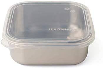 U Konserve Stainless Steel Food Storage Bento Box Container, Leak Proof Silicone Lid Dishwasher Safe - Plastic Free (15oz Clear)