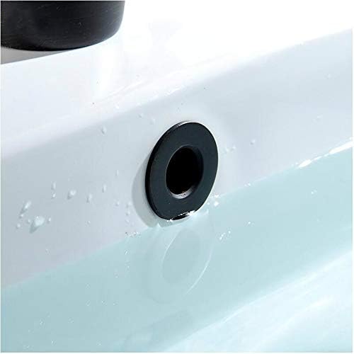 Sink Basin Trim Overflow Cover Brass Insert in Hole Round Caps Matte Black