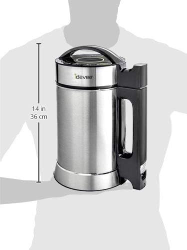 Brand - IAE15-1.9 Liter Automatic Hot Soy Milk (Almond, Rice, Quinoa Milk) Soup, Porridge & Cold Juice Maker - 2 Layer Stainless Steel - Recipe Booklet