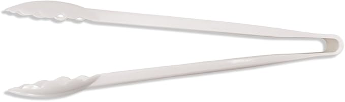 New Star Foodservice 35551 Utility Tong, High Heat Plastic, Scalloped, 12 inch, Set of 12, White