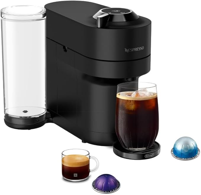 Nespresso Vertuo Pop+ Coffee and Espresso Maker by De'Longhi, Black Matte with Dark Chrome