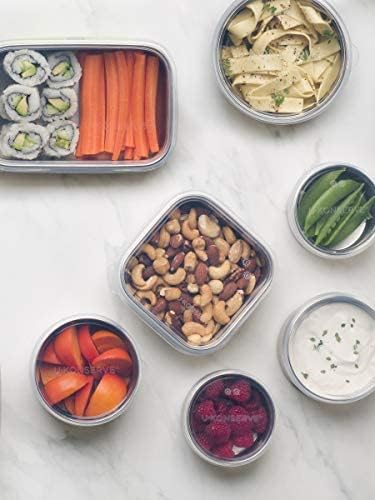 U Konserve Stainless Steel Food Storage Bento Box Container, Leak Proof Silicone Lid Dishwasher Safe - Plastic Free (15oz Clear)