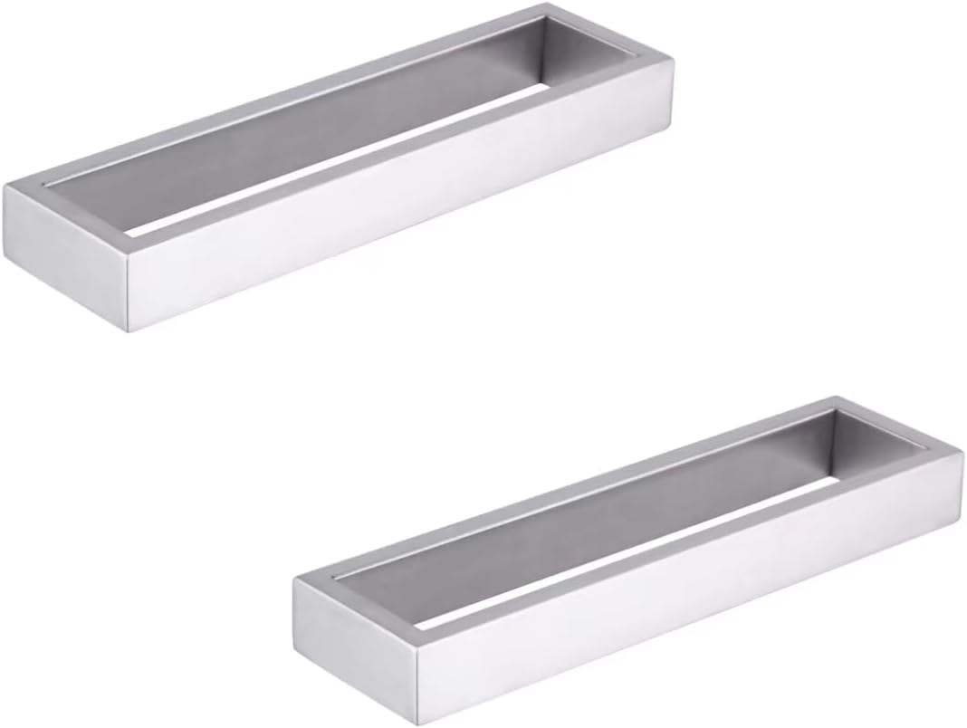 GERZWY Modern Towel Holder Square Style Brushed Stainless Steel Towel Hanger Towel Ring for Bathroom Wall Mount 2 Pack HG1716-2LS