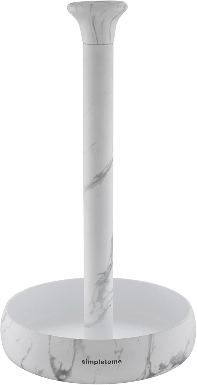 simpletome Paper Towel Holder Countertop Keep It Rolled Up Weighted Base (Marble White)