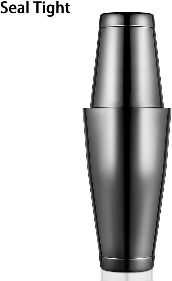 Boston Cocktail Shaker Black, Cocktail Shaker Tins Weighted, Bar Shaker Set Bartender Shakers for Bartending - Martini Shaker Stainless Steel Drink Mixer | Bar Tools Metal Shaking Tin | Gunmetal